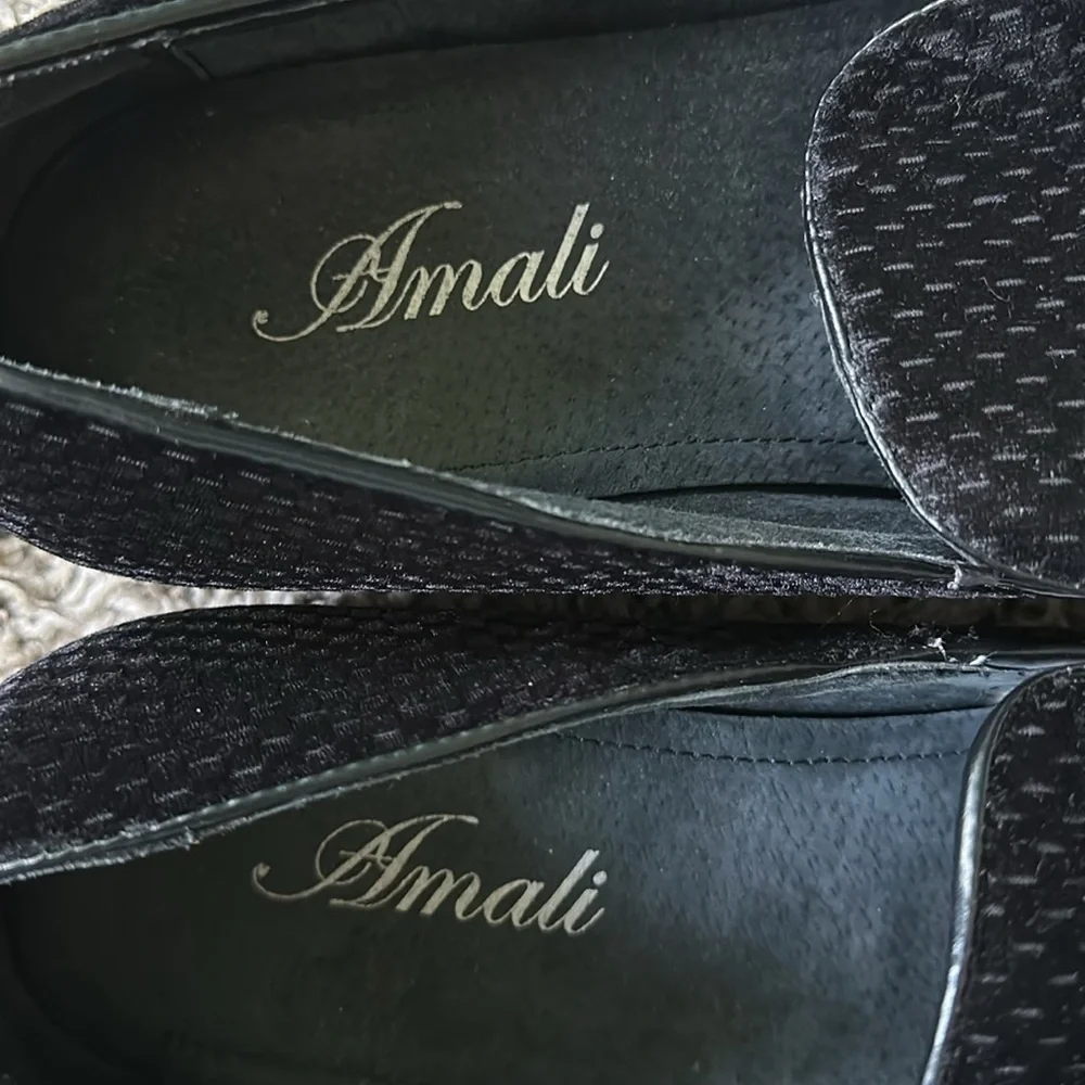 AMALI Men's Black Velvet Vintage Loafers Size 9.5